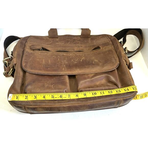 Jack&Chris Brown Leather Laptop Messenger/Briefcase – Men’s Business Travel - Picture 9 of 10